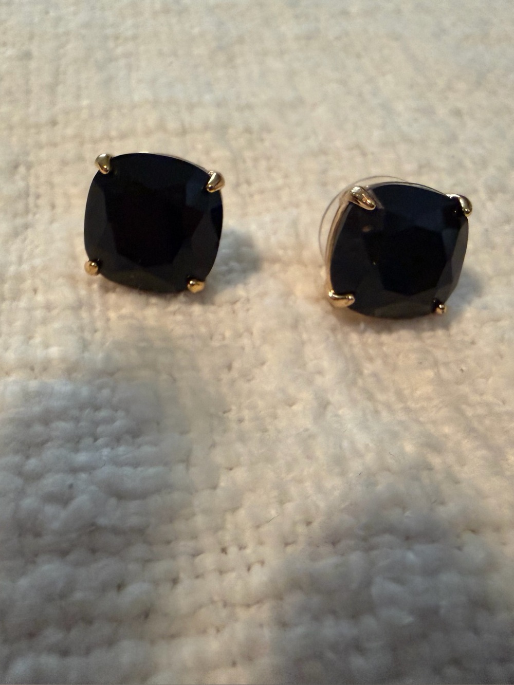 kate spade Black Cushion-Cut Stone Stud Earrings